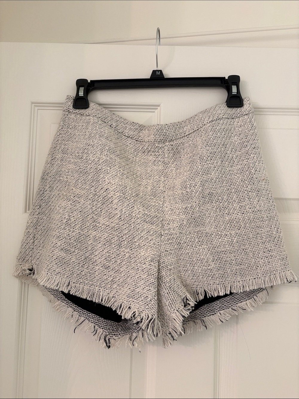 Free People Light Gray Tweed Frayed Hem High Waist Shorts